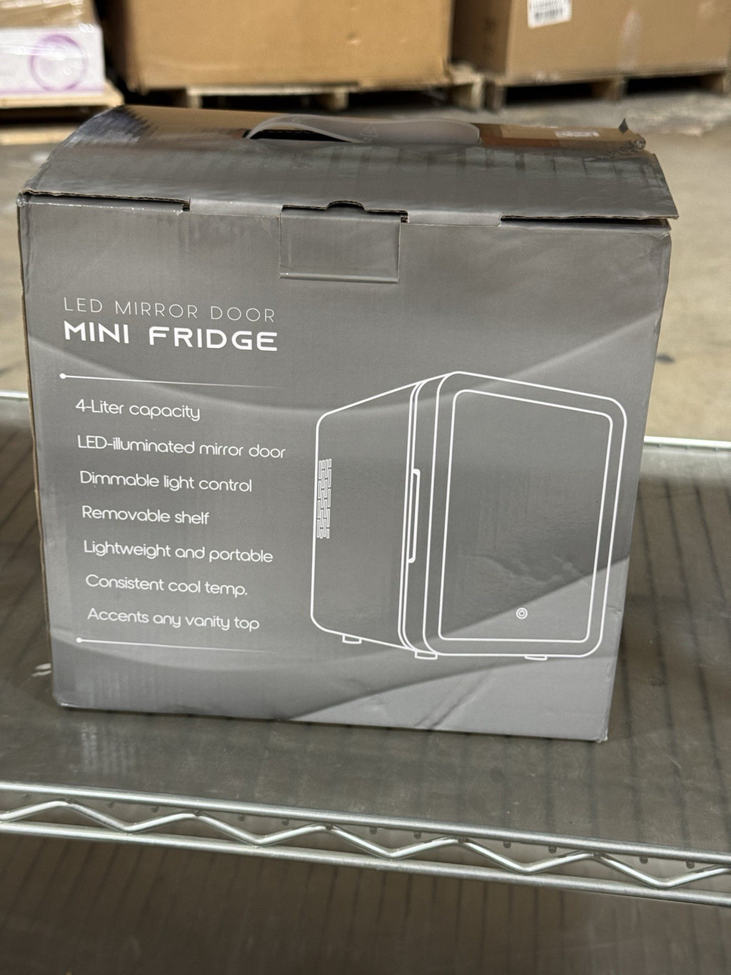 PERSONAL CHILLER LED LIGHTED MINI FRIDGE WITH MIRROR DOOR, WHITE *DM