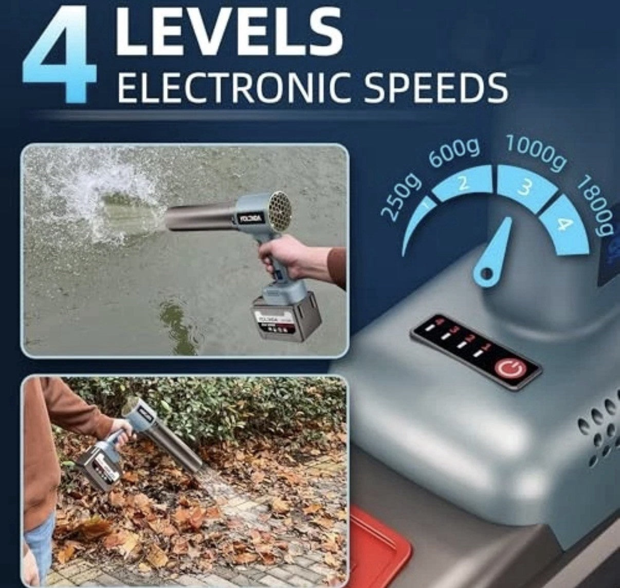 Handheld Cordless Lightweight Powerful Car Dryer Air Blower with 1800G & Gray