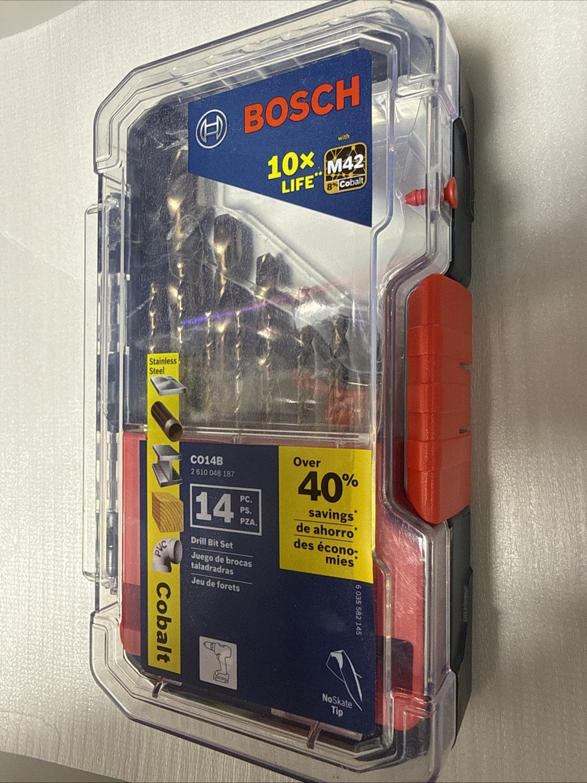 BOSCH CO14B 14-Piece Cobalt Drill Bit Set with Included Case - M42 Metal Drill B