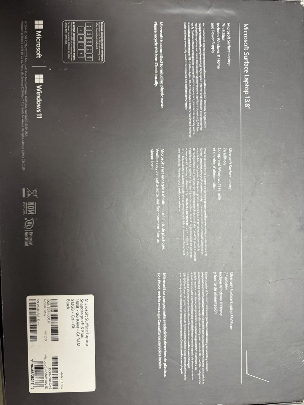 Microsoft Surface Laptop 13.8” Snapdragon X Plus, 16GB RAM, 512GB SSD, Black
