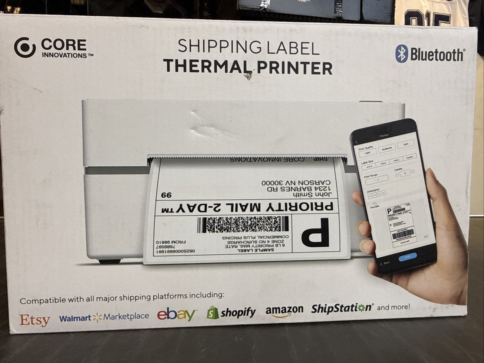 Core Innovations SHIPPING LABEL THERMAL PRINTER, Bluetooth, Wireless, 4x6 Labels