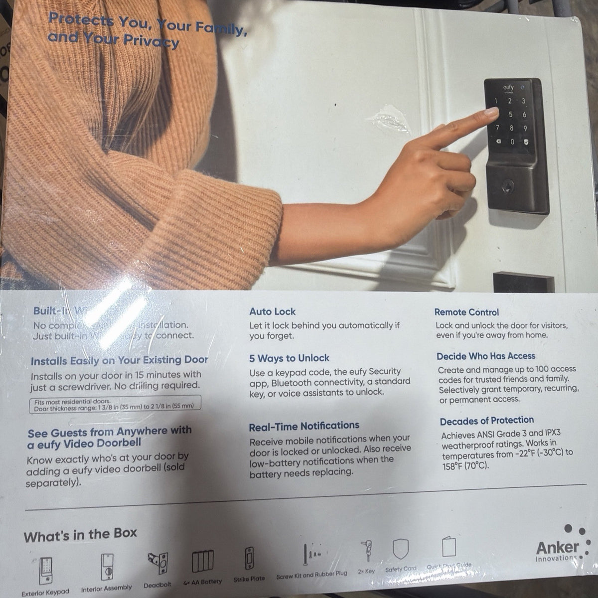 Eufy E110 Smart Lock With Buit-in Wi-Fi Control From Anywhere, Used