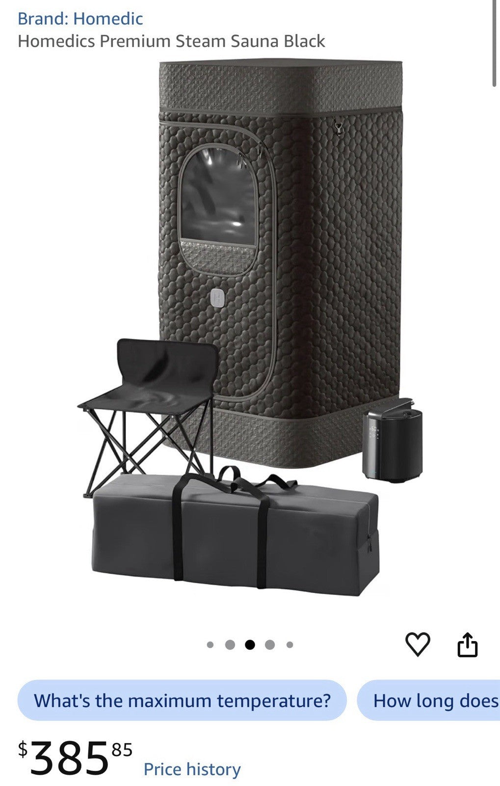 Brand New HOMEDICS Premium Steam Sauna Kit, Black SPE-SN400-BK