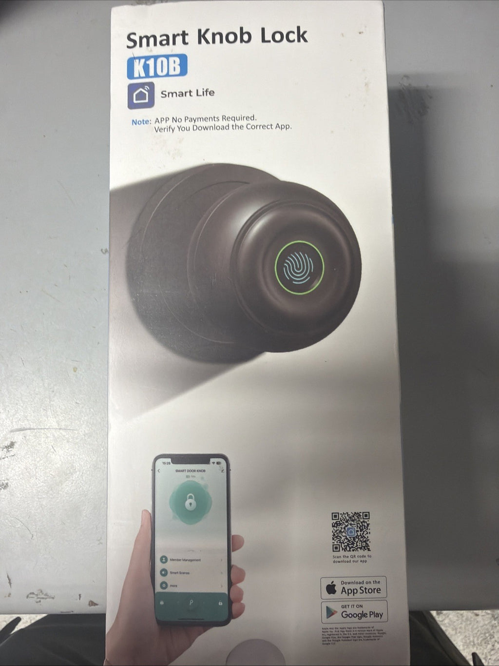 KLLOQUE K10B Smart Knob Lock Black, Fingerprint Access, App Compatible