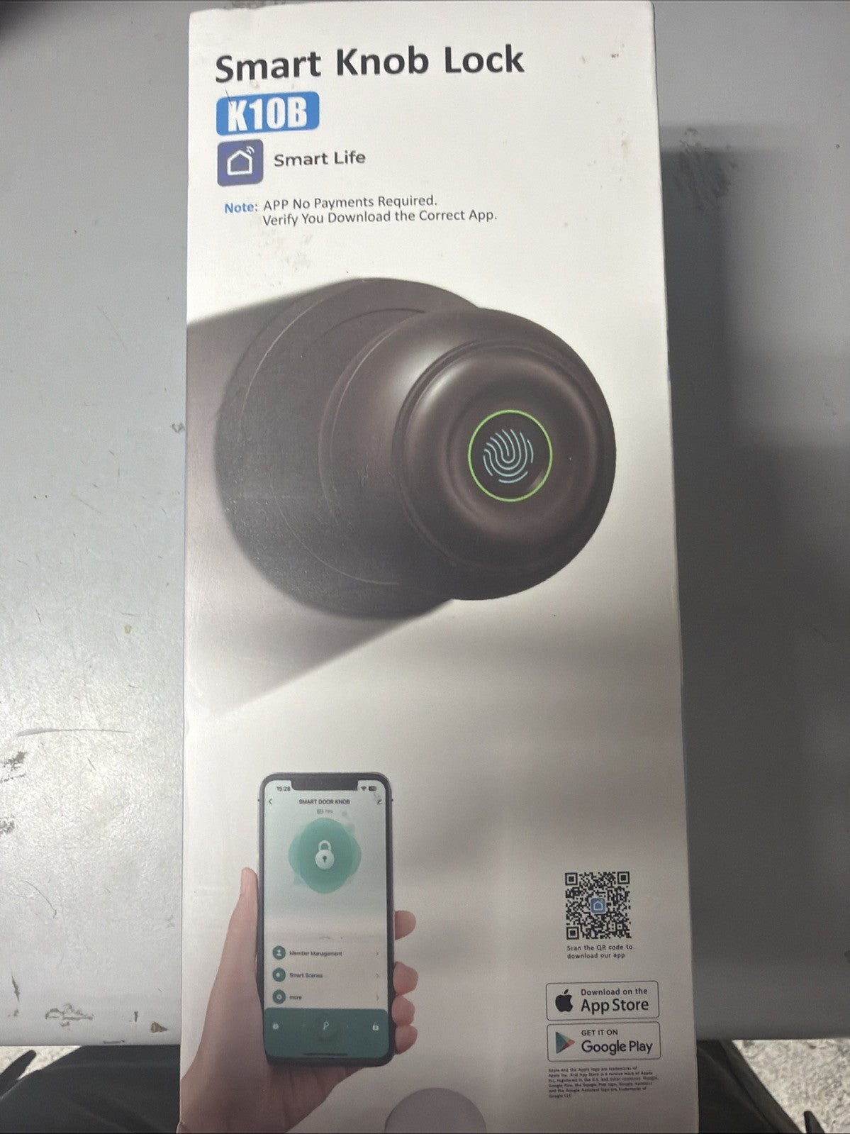 KLLOQUE K10B Smart Knob Lock Black, Fingerprint Access, App Compatible
