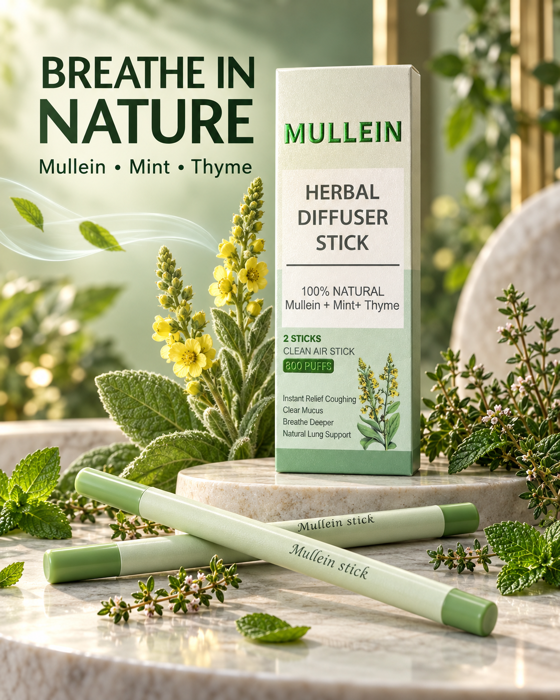 Mullein HERBAL DIFFUSER STICK 2 Sticks 600 Puffs